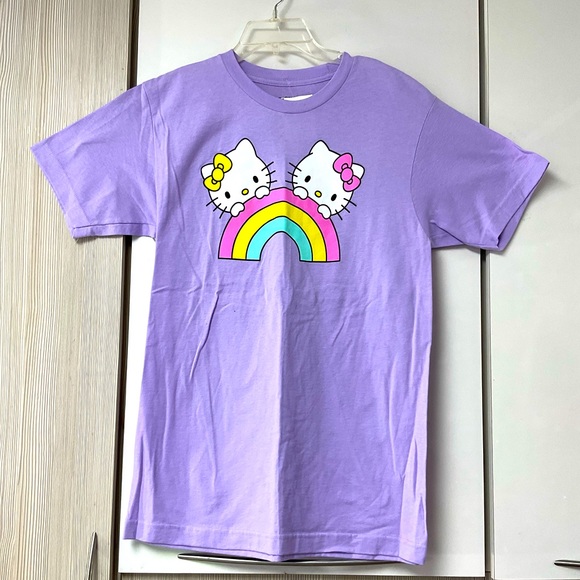 Hello Kitty rainbow Sanrio purple cotton T-shirt, Bioworld - Picture 1 of 8